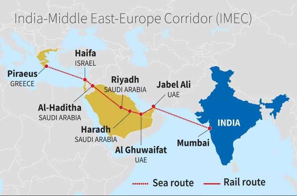India Middle East Europe Economic Corridor route map