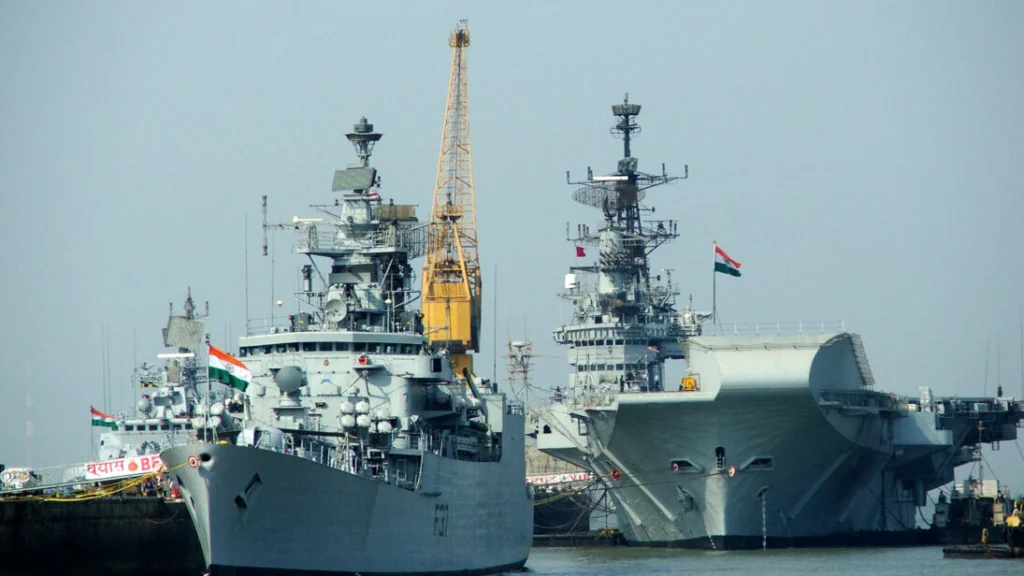 Indian Navy warship patrolling near Maldives border