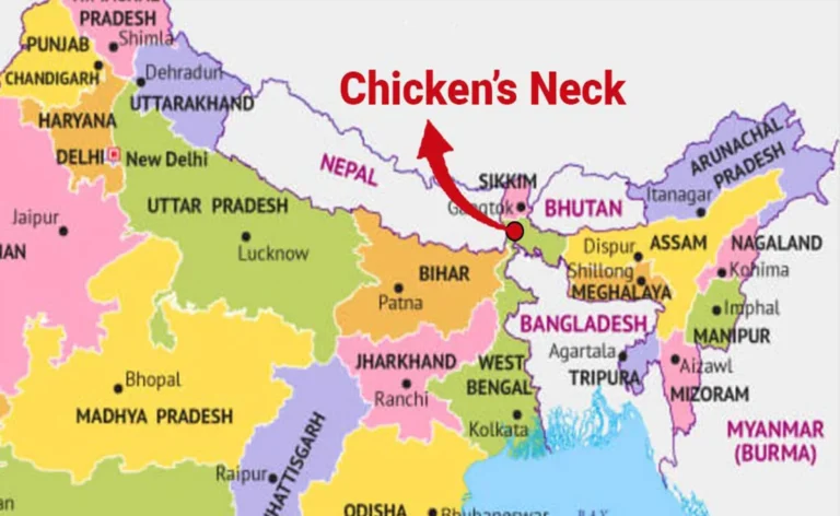 Siliguri Corridor Chickens Neck map India China threat