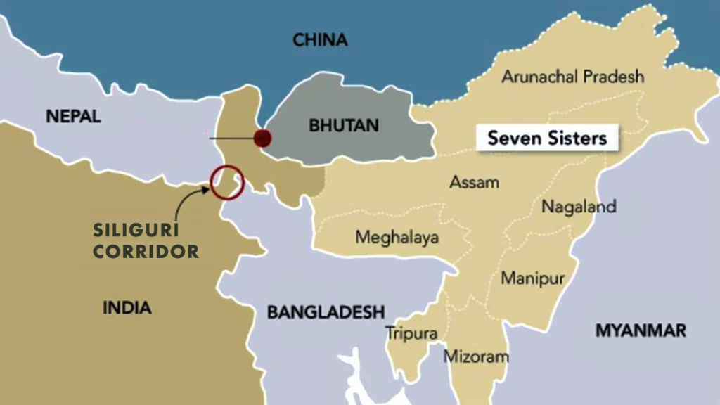 Map of Siliguri Corridor and Doklam
